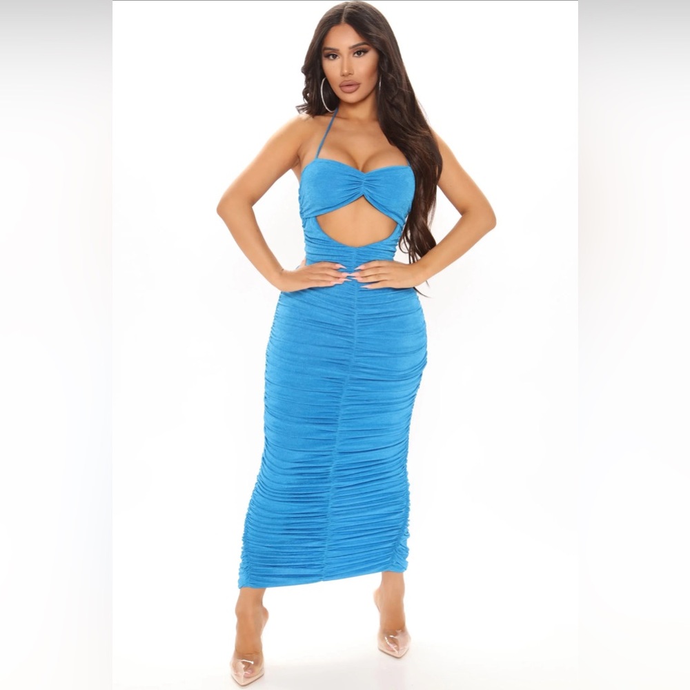 Coming in Ruched Maxi Dress